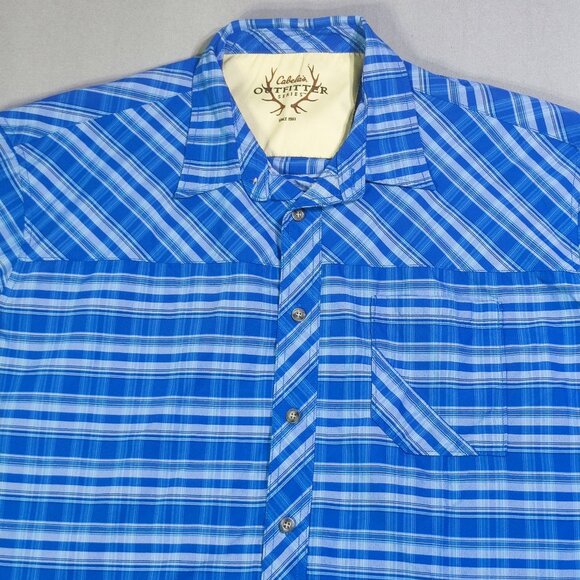 Cabela's Outfitter series button down shirt men's size 2XL light & dark blue - Picture 2 of 9